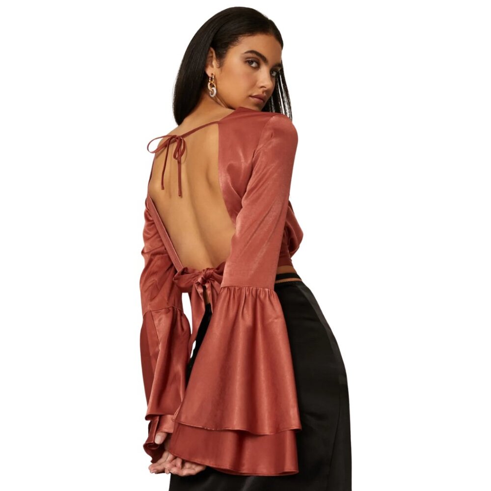 Louna Backless Bell Sleeve Top - Large